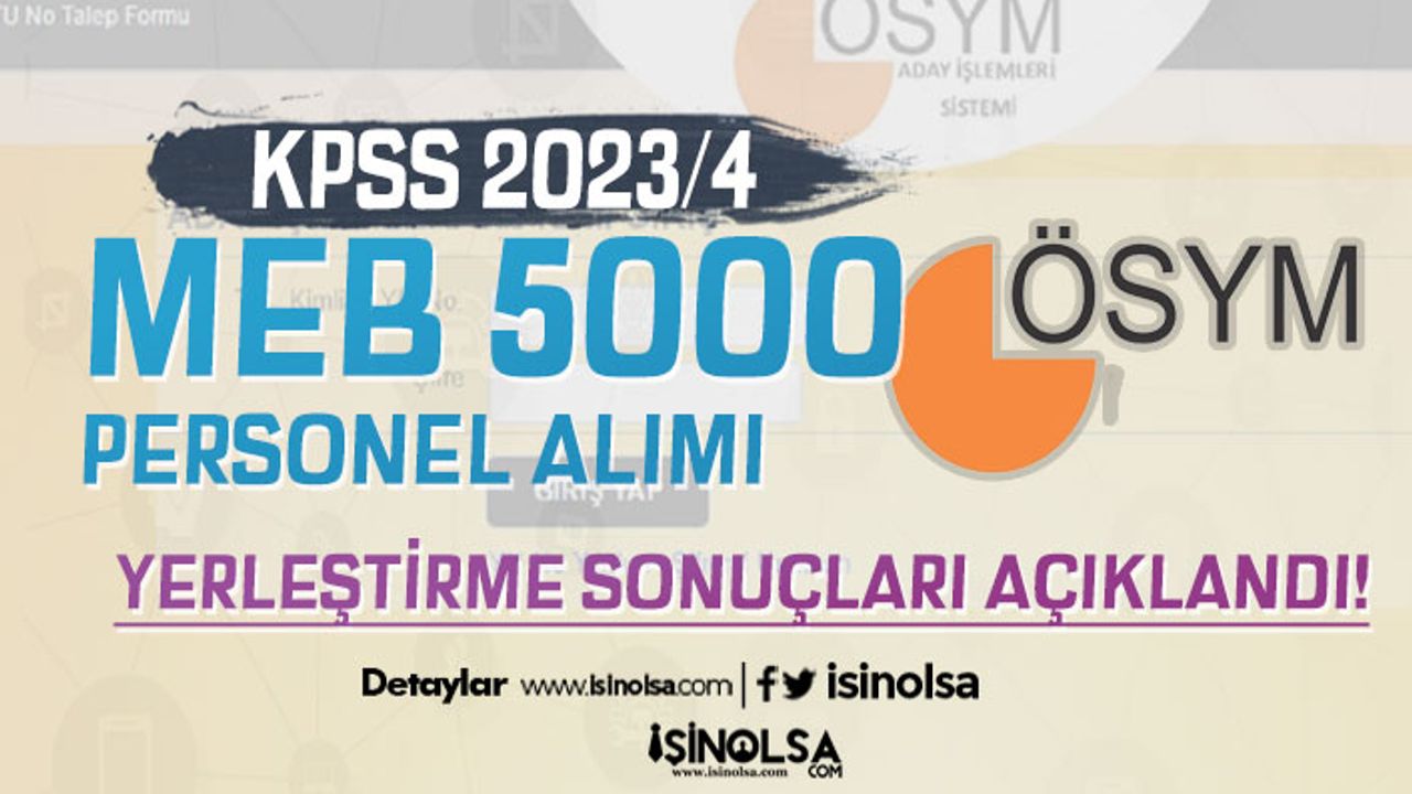 MEB KPSS 2023/4 Tercihleri 5000 Personel Alımı Sonuçları Taban KPSS Belli Oldu!