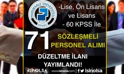 Pamukkale Üniversitesi 71 Sözleşmeli Personel Alımı - Lise, Ön Lisans ve Lisans ( Düzeltme )