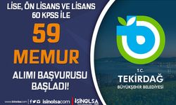 Tekirdağ Büyükşehir Belediyesi 59 Memur Alımı Başvurusu Başladı!