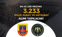 En az Lise Mezunu 3.233 Polis, Subay ve Astsubay Alınacak!
