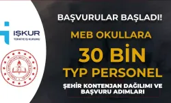 MEB Okullara 2024 - 2025 Yılı 30 Bin TYP Personel Alımı Şehir ve Başvuru Adımları