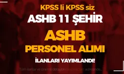 ASHB 11 Şehir SYDV KPSS siz Personel Alımı Kasım İlanları Güncel Listesi