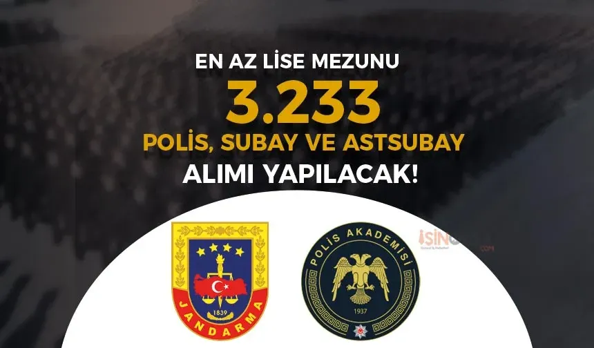 En az Lise Mezunu 3.233 Polis, Subay ve Astsubay Alınacak!