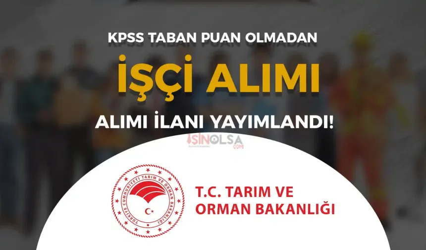 Tarım Bakanlığı İl Tarım ve Orman Müdürlüğü İşçi Alımı Yapıyor! Taban KPSS Yok