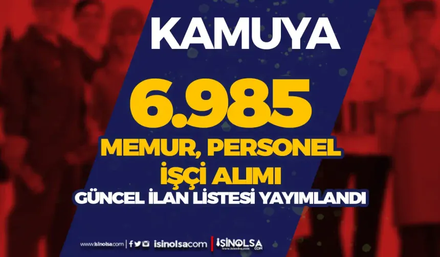 Kamuya 6.985 Memur Personel İşçi Alımı Güncel Tablo