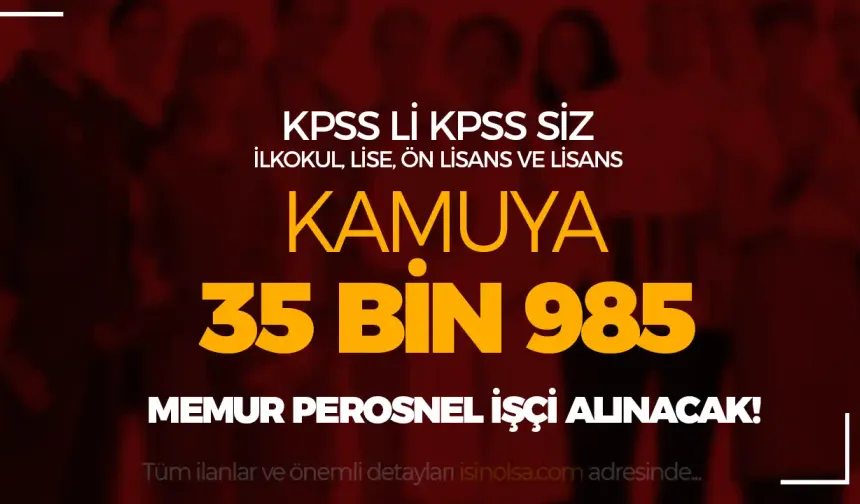 GÜNCEL KAMU İLANLARI: Kamuya 35 Bin 985 Memur Personel İşçi Alımı Yapılıyor!