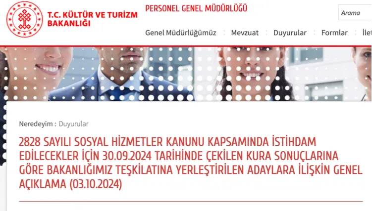 Kültür Bakanlığı 2828 Sayılı Kanun Memur Alımı